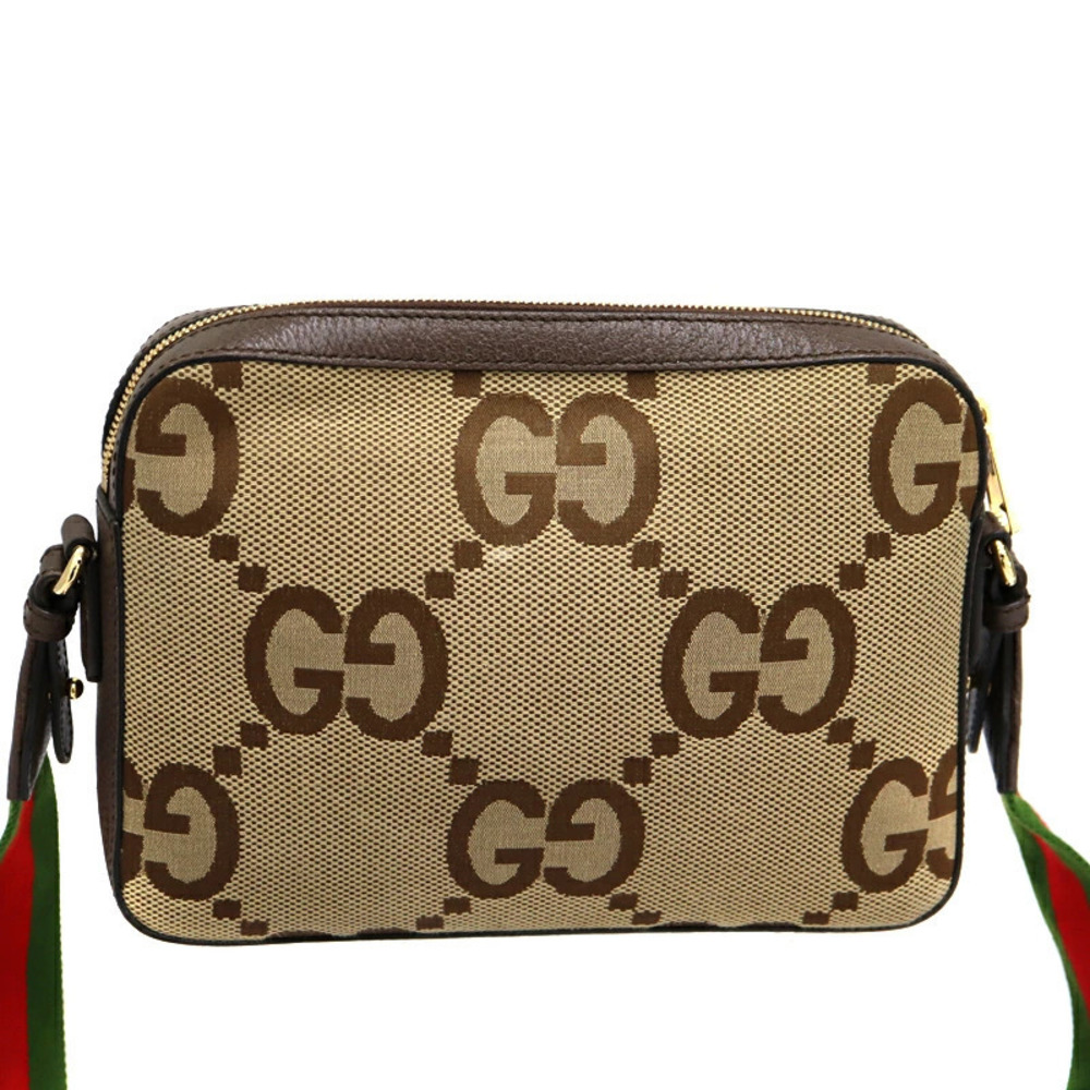 Gucci Messenger Bag Beige GG Shoulder Brown Jumbo